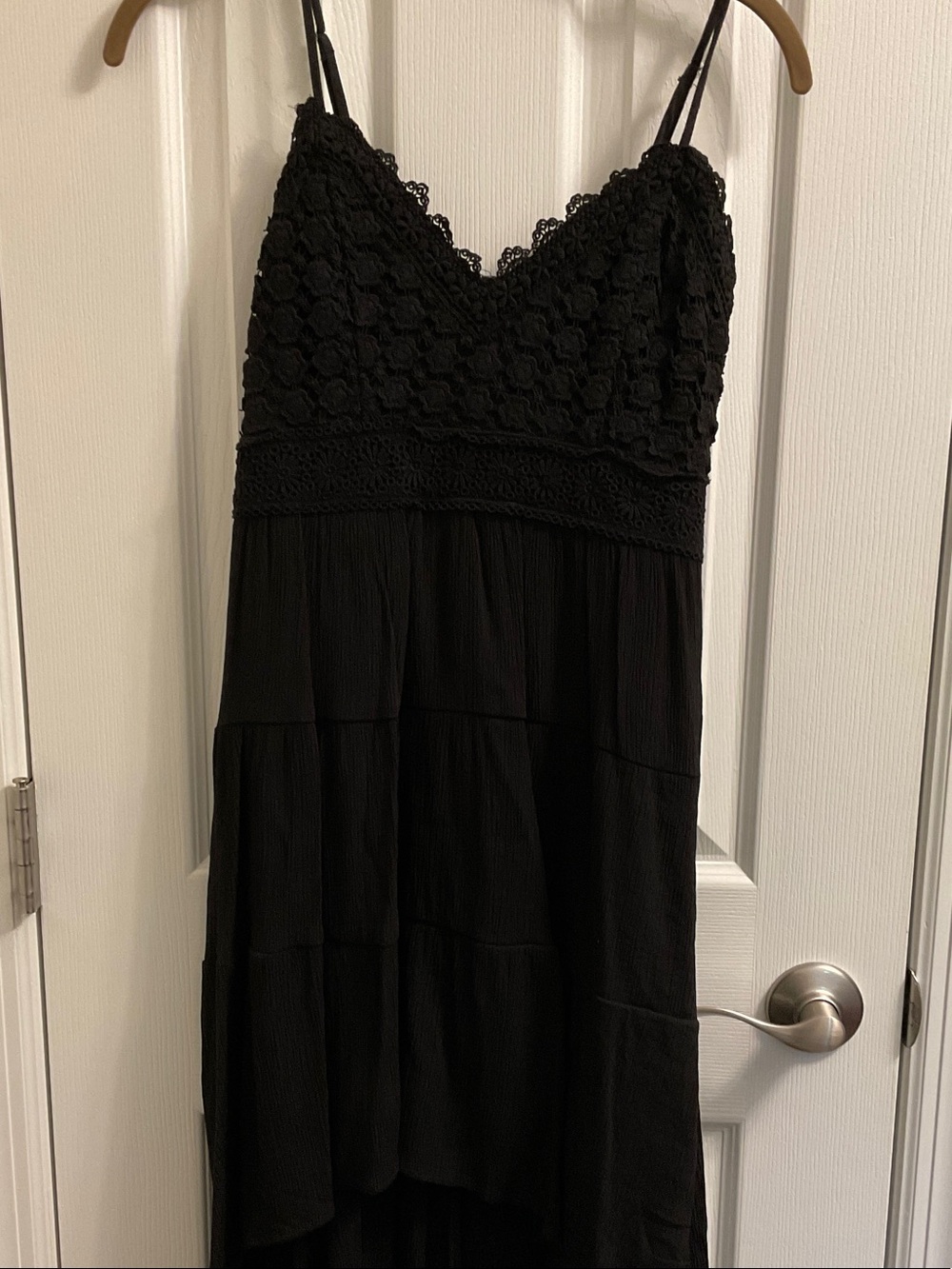No Boundaries Black Lace Bodice High-Low Spaghetti Strap Dress